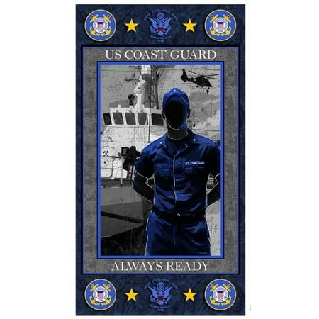 24" X 44" Panel United States Coast Guard U.S. Coast Guard Emblem USA Military Prints Cotton Fabric Panel (1195-CG)