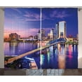 thumbnail image 1 of Ambesonne United States Curtains 2 Panel Set, Jacksonville City, 108" x 96", Royal Blue Pale Pink, 1 of 3