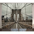 thumbnail image 1 of Ambesonne United States Curtains 2 Panel Set, Brooklyn Bridge Sight, 108" x 96", Beige Brown, 1 of 2
