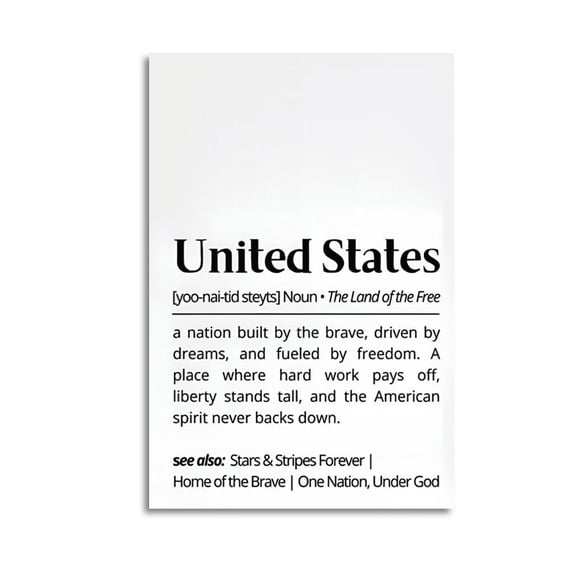 United States Definition Poster Wrapped Wooden Frame Wall Decor,