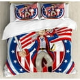 thumbnail image 1 of United States Duvet Cover Set Queen Size, American Patriot Emblem Cartoon Style Fourth of July Design Country History, Decorative 3 Piece Bedding Set with 2 Pillow Shams, Multicolor, by Ambesonne, 1 of 3