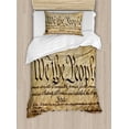 thumbnail image 1 of United States Duvet Cover Set Twin Size, Vintage Constitution Text of America National Glory Fourth of July Image, Decorative 2 Piece Bedding Set with 1 Pillow Sham, Pale Brown, by Ambesonne, 1 of 3