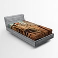thumbnail image 1 of Ambesonne United States Fitted Sheet, Old Mailboxes, Twin Size, Brown Blue White, 1 of 2