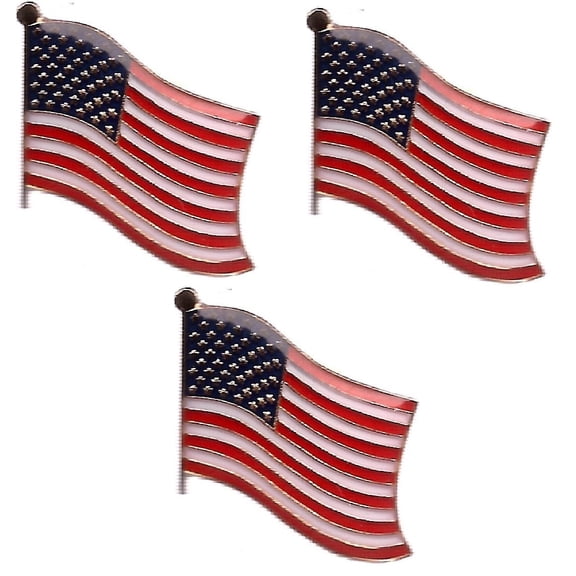 United States Flag Lapel Pins, Pack of 3