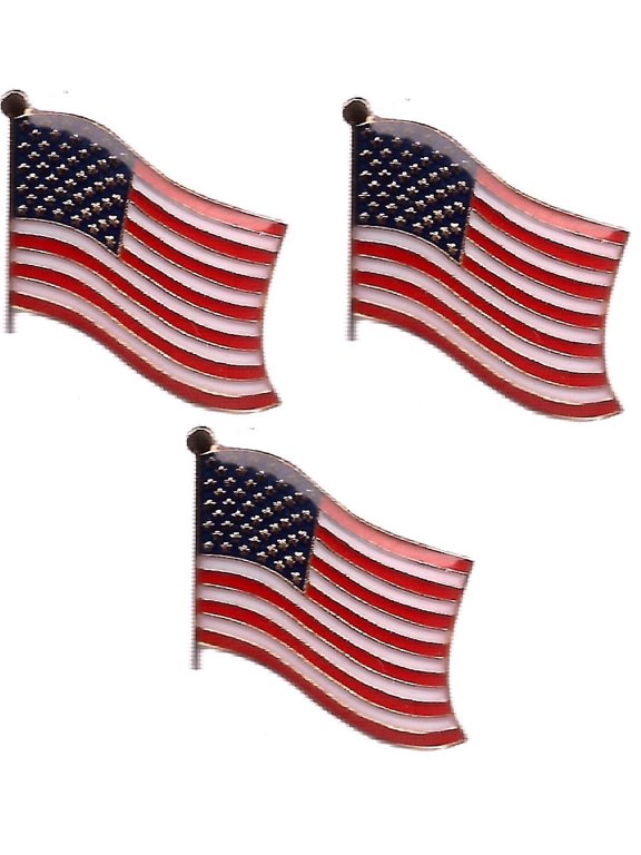 United States Flag Lapel Pins, Pack of 3
