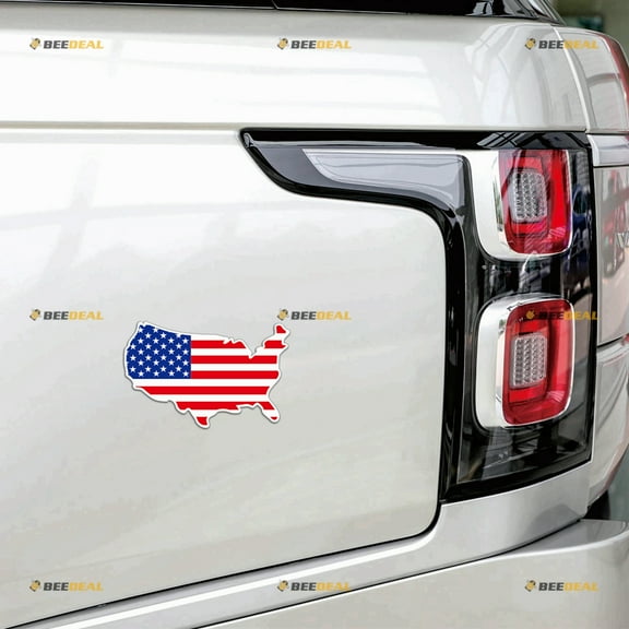 United States Flag Map American Car Magnet Magnetic Sticker Decal - 2 Pack Reflective 4" - for Truck Door Fridge Reusable Waterproof