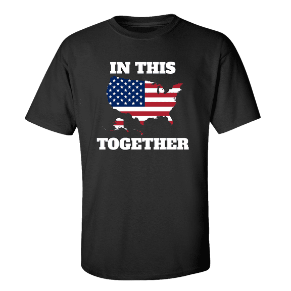 United States Flag Map We Are In This Together Adult Unisex Short Sleeve T-shirt-Black-small