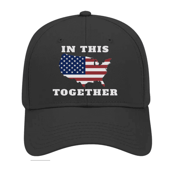 United States Flag Map We Are In This Together Embroidered Performance Hat, Black