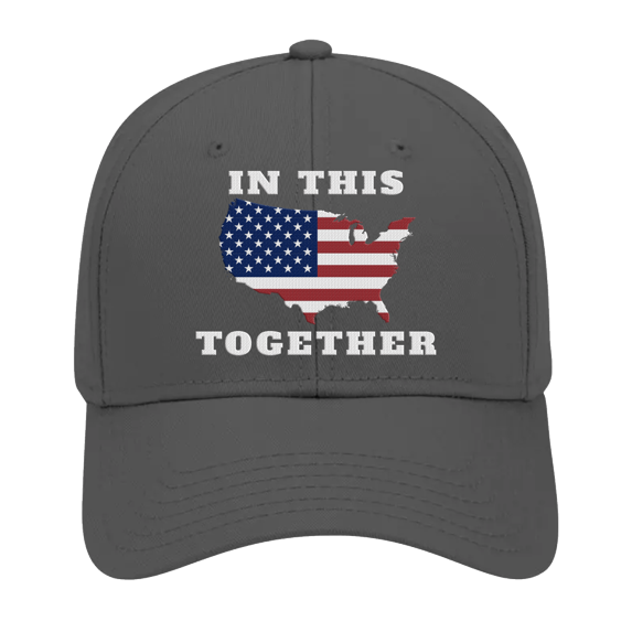 United States Flag Map We Are In This Together Embroidered Performance Hat, Charcoal