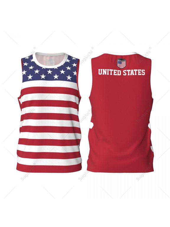 United States Flag Men Basketball Sports Jersey Running Fitness Multifunction Sleeveless tshirt Exclusive Custom Name Nunber