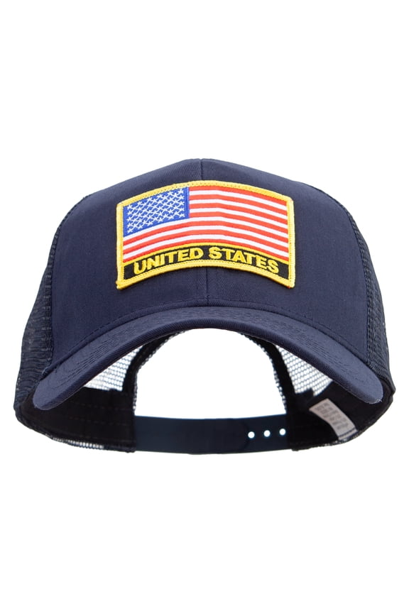 United States Flag Patched Big Size Solid Cotton Twill High Profile Mesh Prostyle Cap - Navy XL-3XL