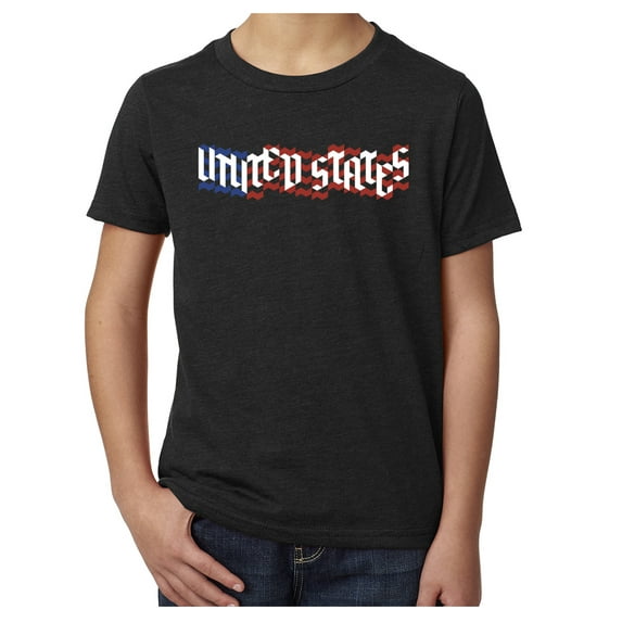 United States Flag T-shirt, Kid's 4th of July Shirts, Graphic T-shirts - Black MH200YPATRIOT S14 L