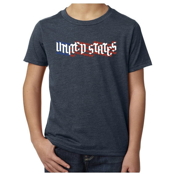 United States Flag T-shirt, Kid's 4th of July Shirts, Graphic T-shirts - Heather Navy MH200YPATRIOT S14 XL