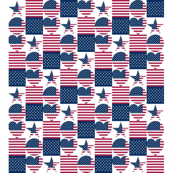United States Flag with Hearts & Stars Checkered Edible Image Cake Border Strips, by Tnct. (1 Count)