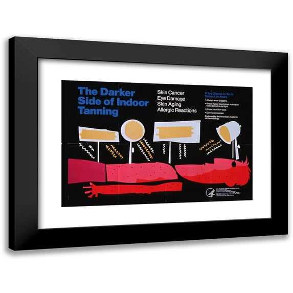 United States. Food & Drug Administration. 14x11 Black Modern Framed Museum Art Print Titled - The Darker Side of Indoor Tanning, Skin Cancer, Eye Damage, Skin Aging, Allergic Reactions (198