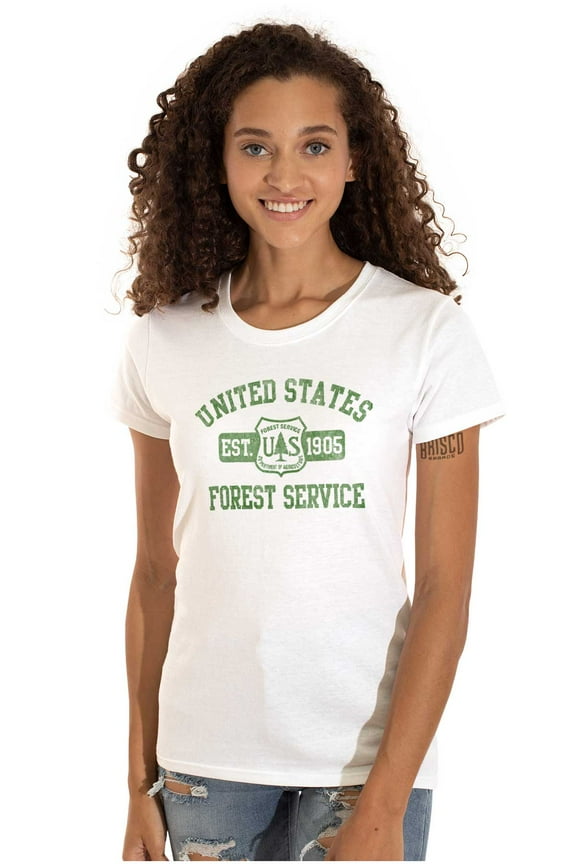 United States Forest Service Camping Women's T Shirt Ladies Tee Brisco Brands S