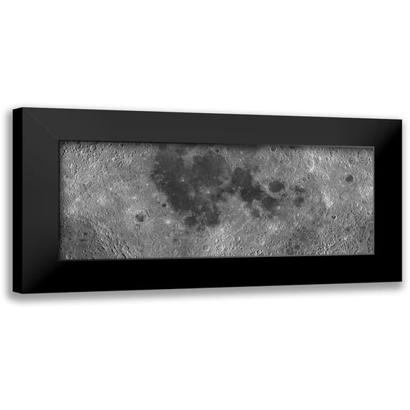 United States Geological Survey 14x8 Black Modern Framed Museum Art Print Titled - Unmarked Map of the Moon, Projection