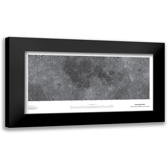 United States Geological Survey 14x9 Black Modern Framed Museum Art Print Titled - Map of the Moon, Projection