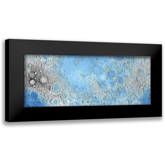 United States Geological Survey 24x12 Black Modern Framed Museum Art Print Titled - Unmarked Decorative Topographic Map of the Moon, Projection