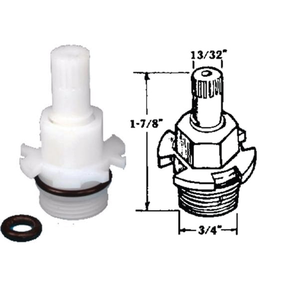 United States Hdwe. United States Hardware Faucet Stem for Utopia Washerless Tub & Shower Faucet - Pack of 8