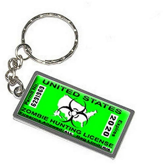 United States Hunting License Permit Green Biohazard Response Team Keychain Key Chain Ring