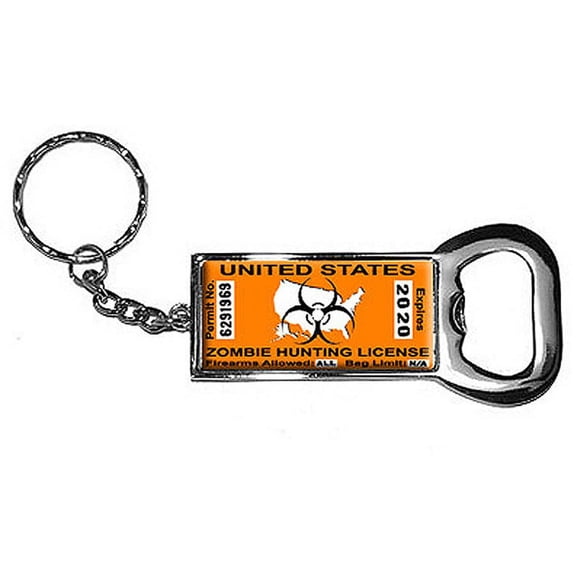 United States Hunting License Permit Orange Biohazard Response Team Keychain Key Chain Ring Bottle Bottlecap Opener