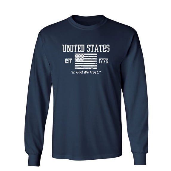 United States In God We Trust Sarcastic Novelty Gift Idea Adult Humor Funny Men's Long Sleeve Shirts