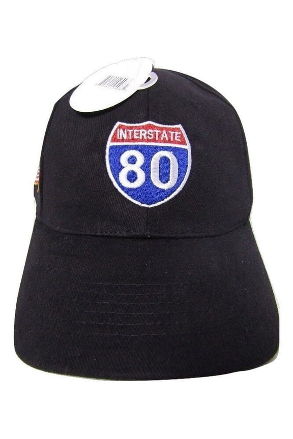 United States Interstate 80 Highway American Original Black Embroidered Cap Hat