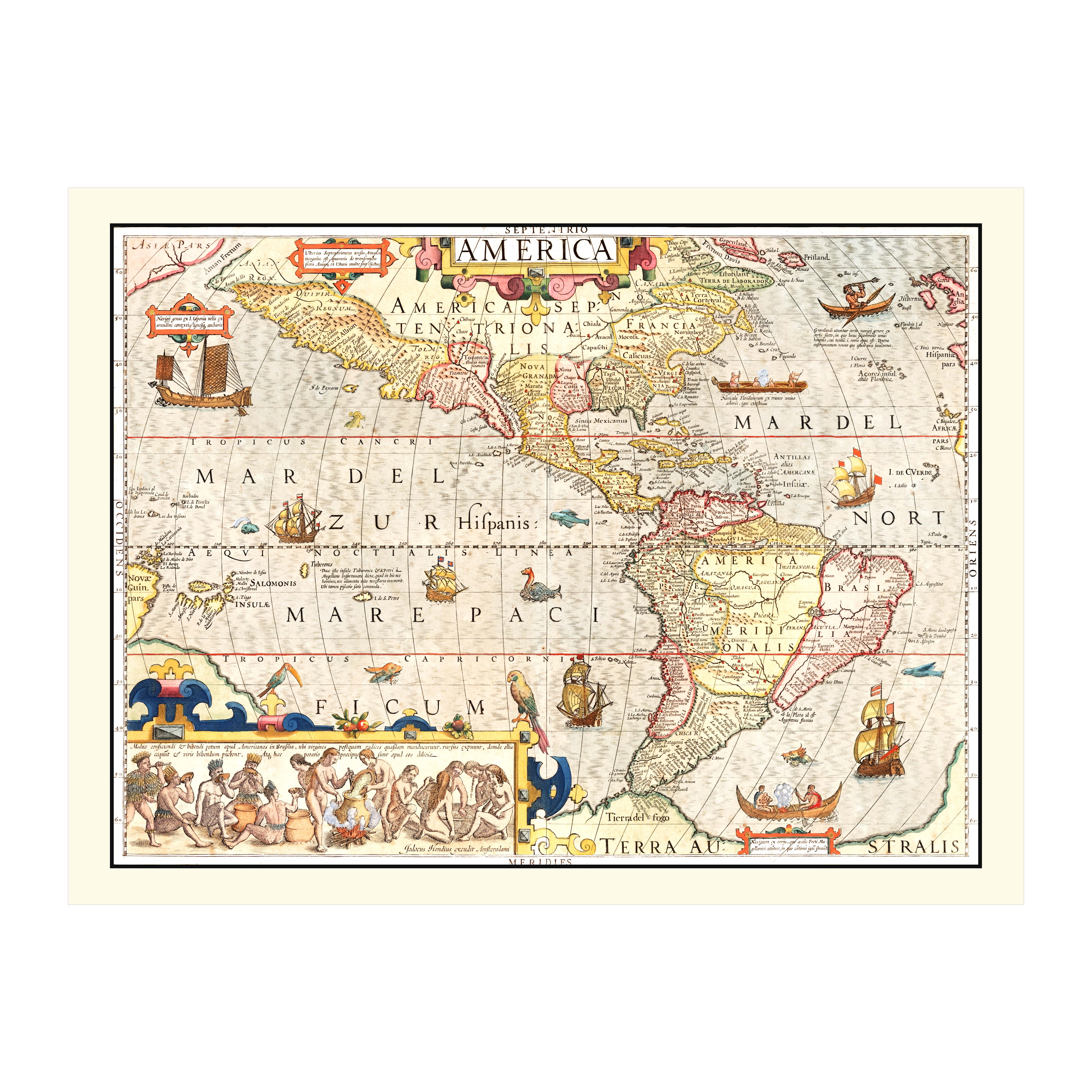 United States Map, 1623 Vintage Map of United States History Wall Decor ...