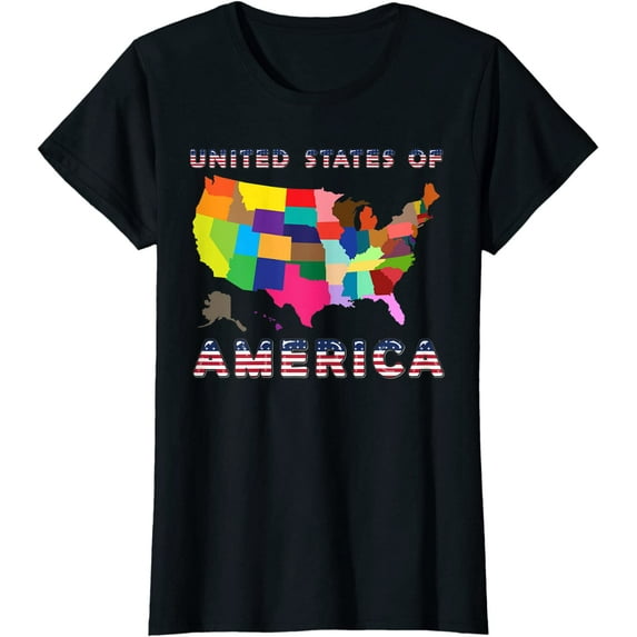 United States Map Colorful USA 50 States of America T-Shirt