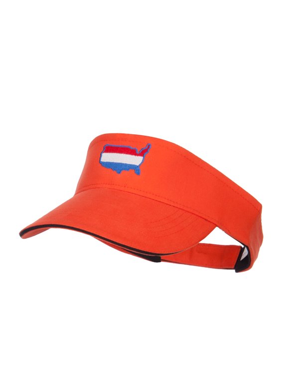 United States Map Embroidered Brushed Visor - Orange Black OSFM