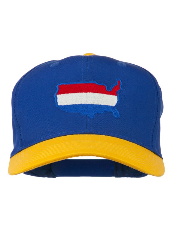 United States Map Embroidered Cap - Gold Royal OSFM