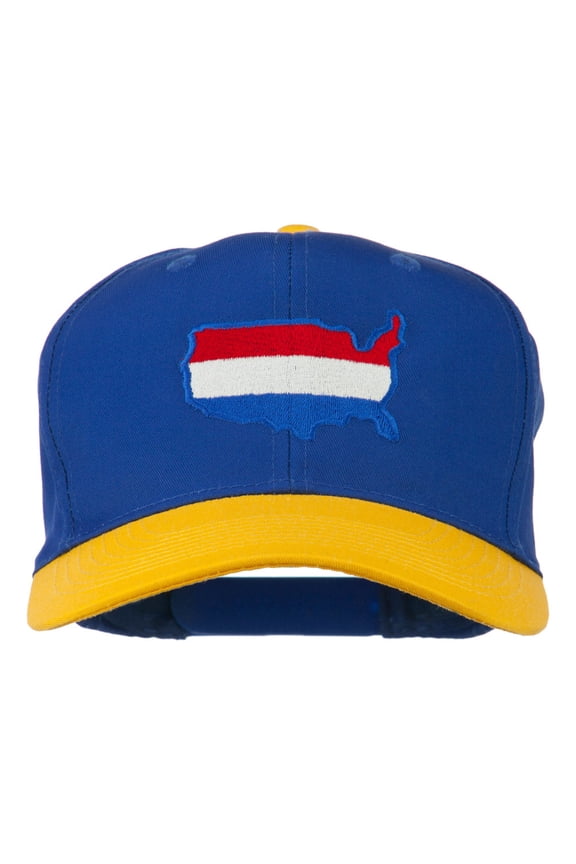 United States Map Embroidered Cap - Gold Royal OSFM