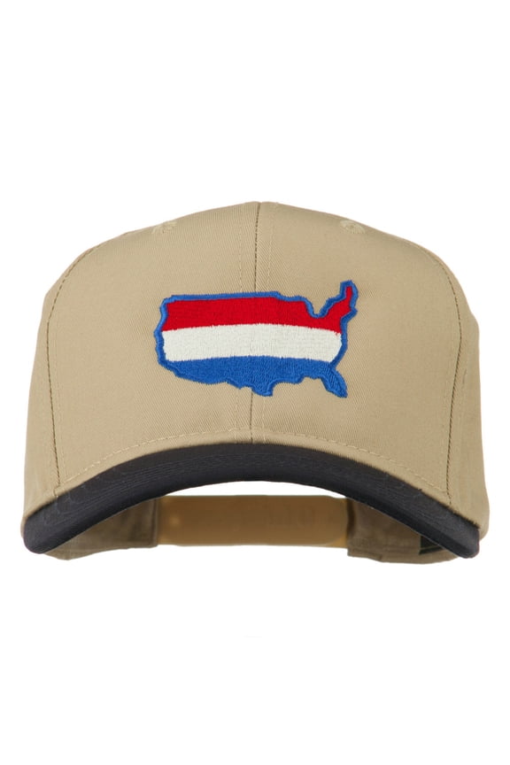 United States Map Embroidered Cap - Navy Khaki OSFM
