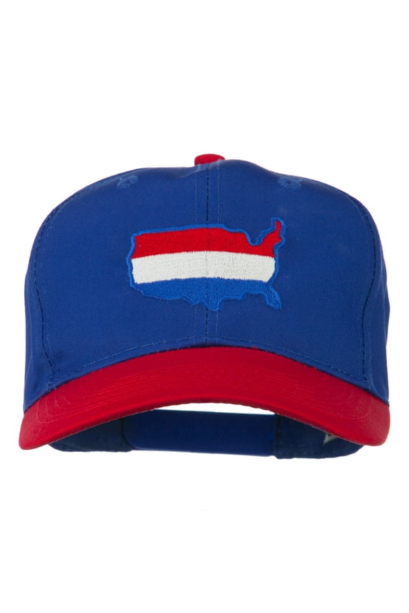 United States Map Embroidered Cap - Red Royal OSFM