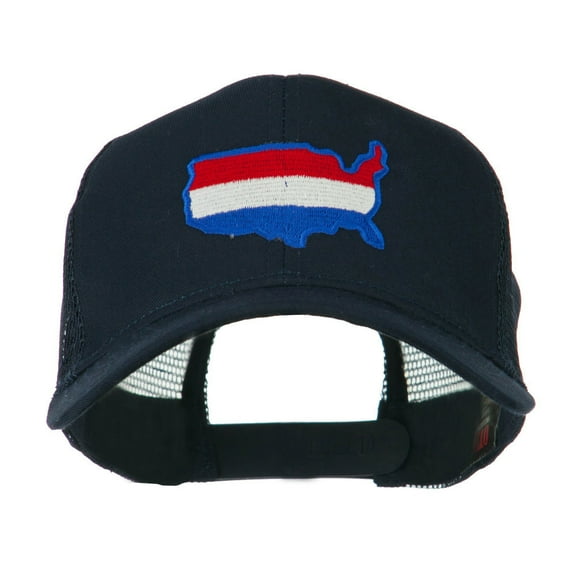 United States Map Embroidered Trucker Mesh Cap - Navy OSFM