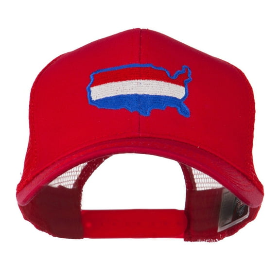 United States Map Embroidered Trucker Mesh Cap - Red OSFM