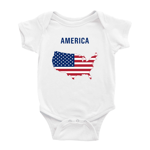 United States Map Flag Cute Baby Romper (White, 18-24 Months)