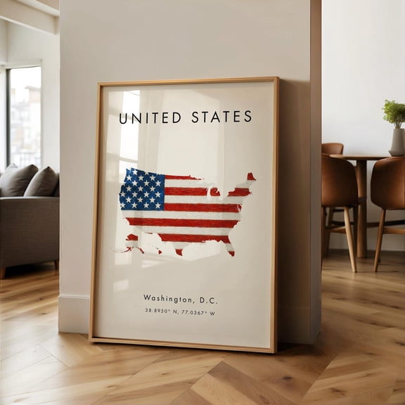United States Map Flag Geography Poster Unframed Paper Poster 8x10in