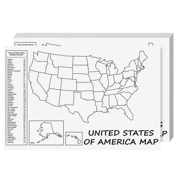 United States Map - USA Poster, US Educational Map - With 2 Letter State Abbreviation - For All Ages, Kids to Adults - Home, School, Office - Printed on 110lb Card Stock - 12 x 18 Inches - 10 Per Pack