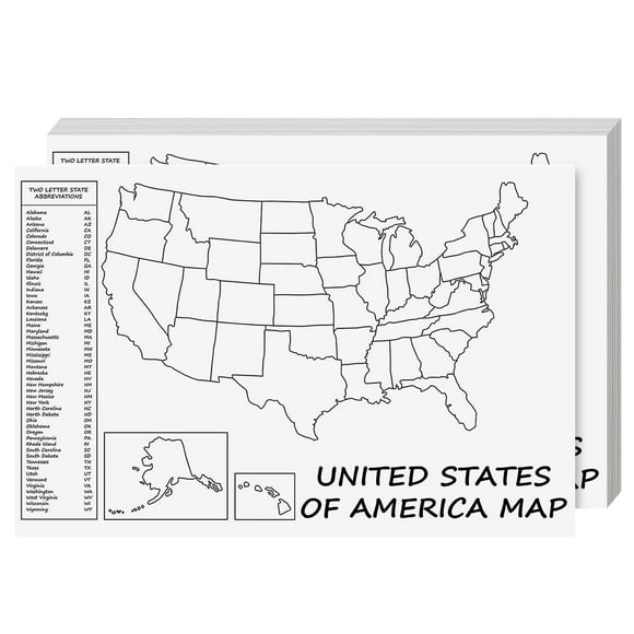 United States Map - USA Poster, US Educational Map - With 2 Letter State Abbreviation - For All Ages, Kids to Adults - Home, School, Office - Printed on 110lb Card Stock - 12 x 18 Inches - 10 Per Pack