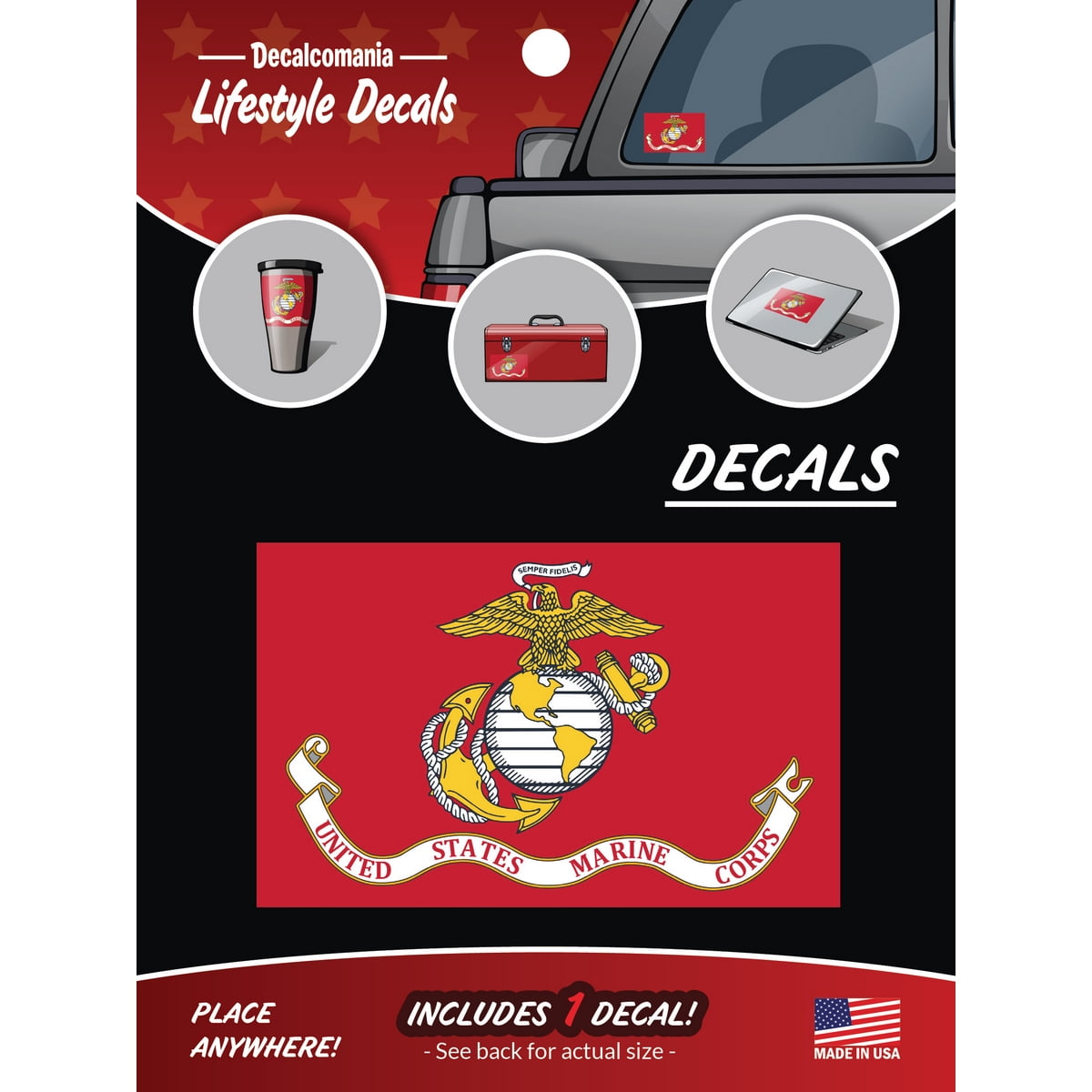 United States Marine Corps Flag Vinyl Vehicle Decals- Large 4