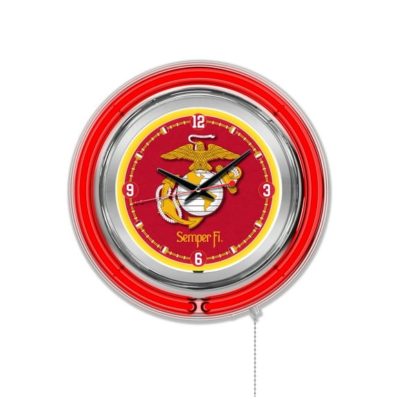 United States Marine Corps (Red/Yellow) 15" Double Neon Wall Clock