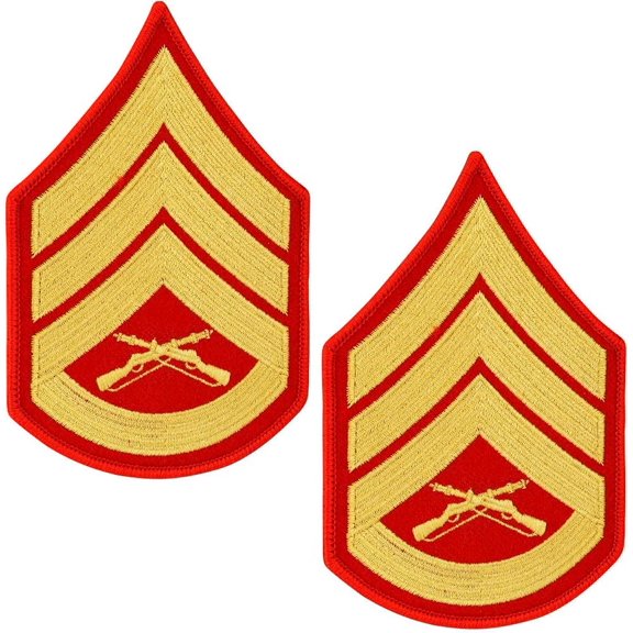 United States Marine Corps USMC Chevron Gold Embroidered on red SSGT Staff Sergeant E6 Male