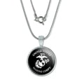 thumbnail image 1 of United States Marine Corps USMC White Black Officially Licensed 0.75" Pendant with Sterling Silver Plated Chain, 1 of 4