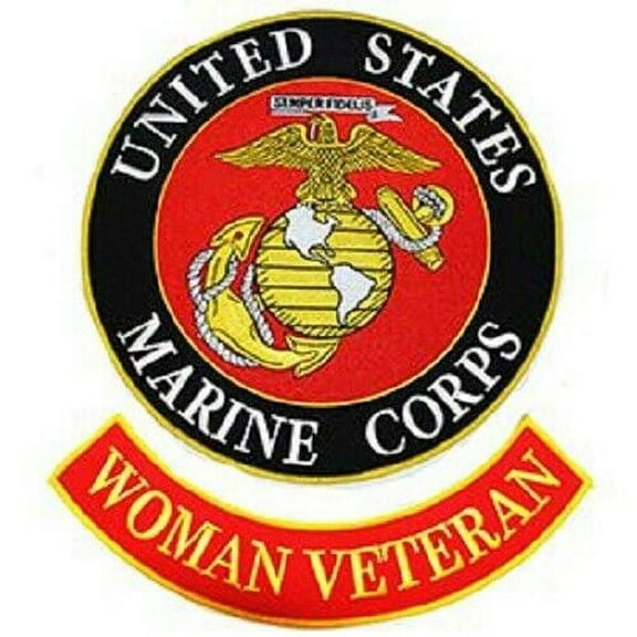United States Marines Corps, Woman Veteran - Embroidered and Decorative Iron-on Patch - 12"