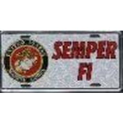 United States Marines Metal Auto Tag License Plate, Semper Fi Design, 6x12 Inch