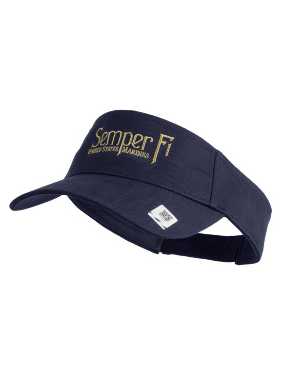 United States Marines Semper Fi Design Embroidered Cotton Twill Sun Visor - Navy OSFM