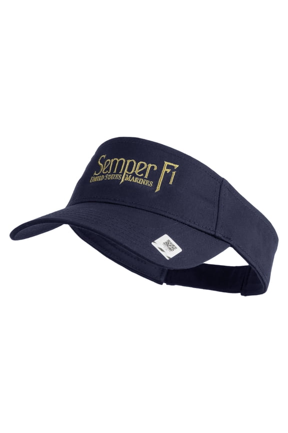 United States Marines Semper Fi Design Embroidered Cotton Twill Sun Visor - Navy OSFM