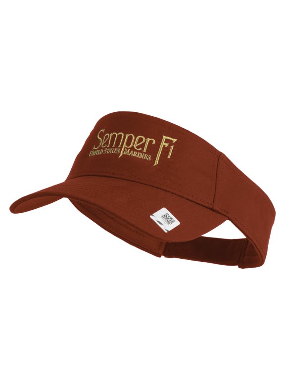 United States Marines Semper Fi Design Embroidered Cotton Twill Sun Visor - Red OSFM